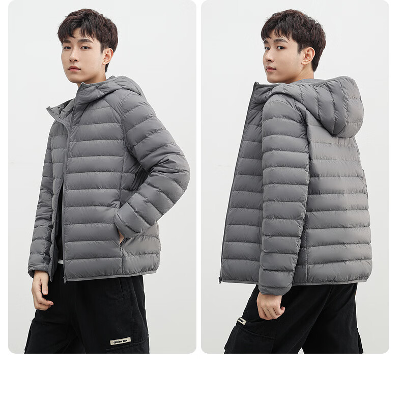 YAYA Men's Women's Unisex Lightweight Short Hooded Solid Color Down Jacket Autumn Winter Warm Outdoor 13