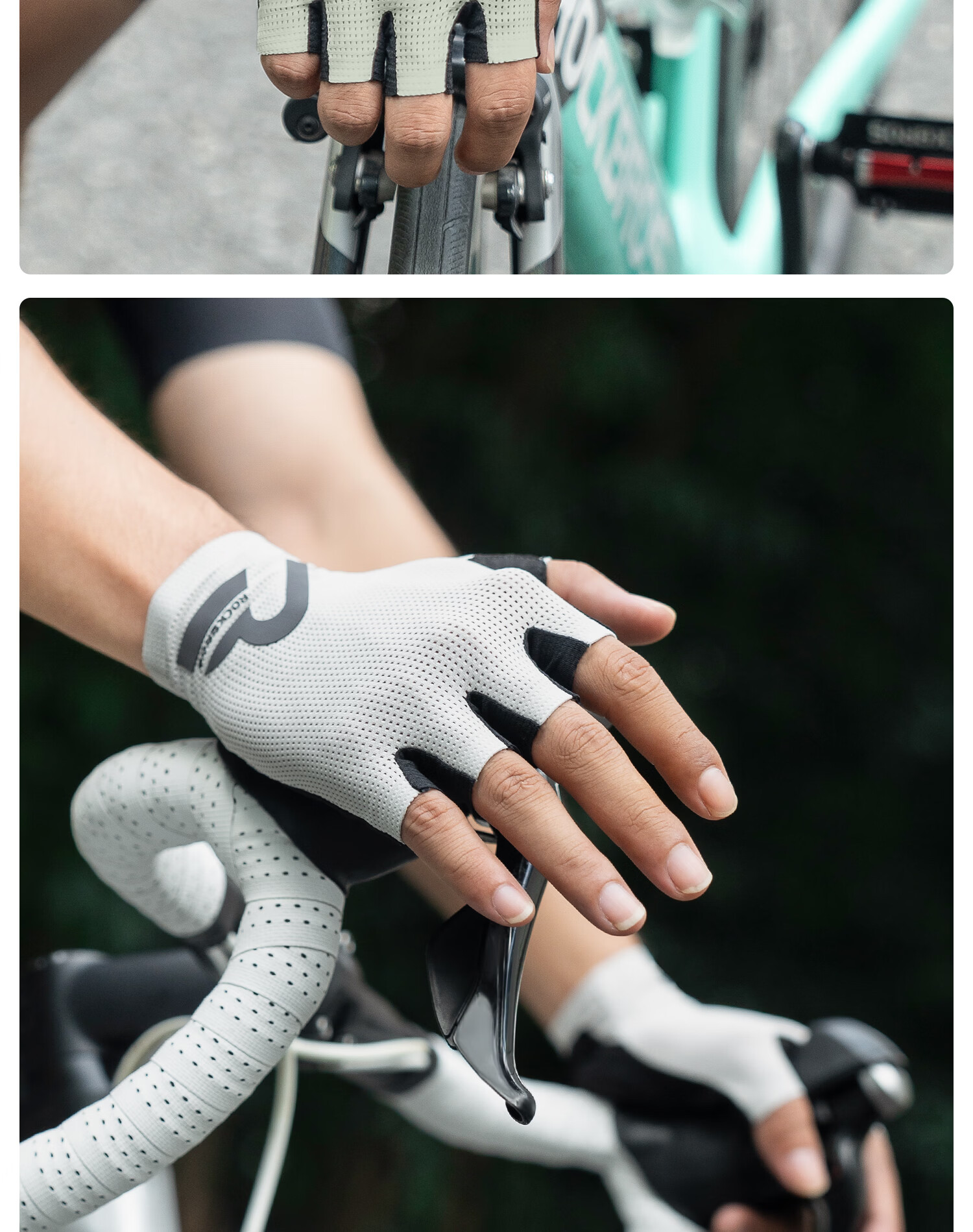 RockBros Half-Finger Cycling Gloves Summer Men Women Mountain Road Bike Short Finger Shockproof Black 14