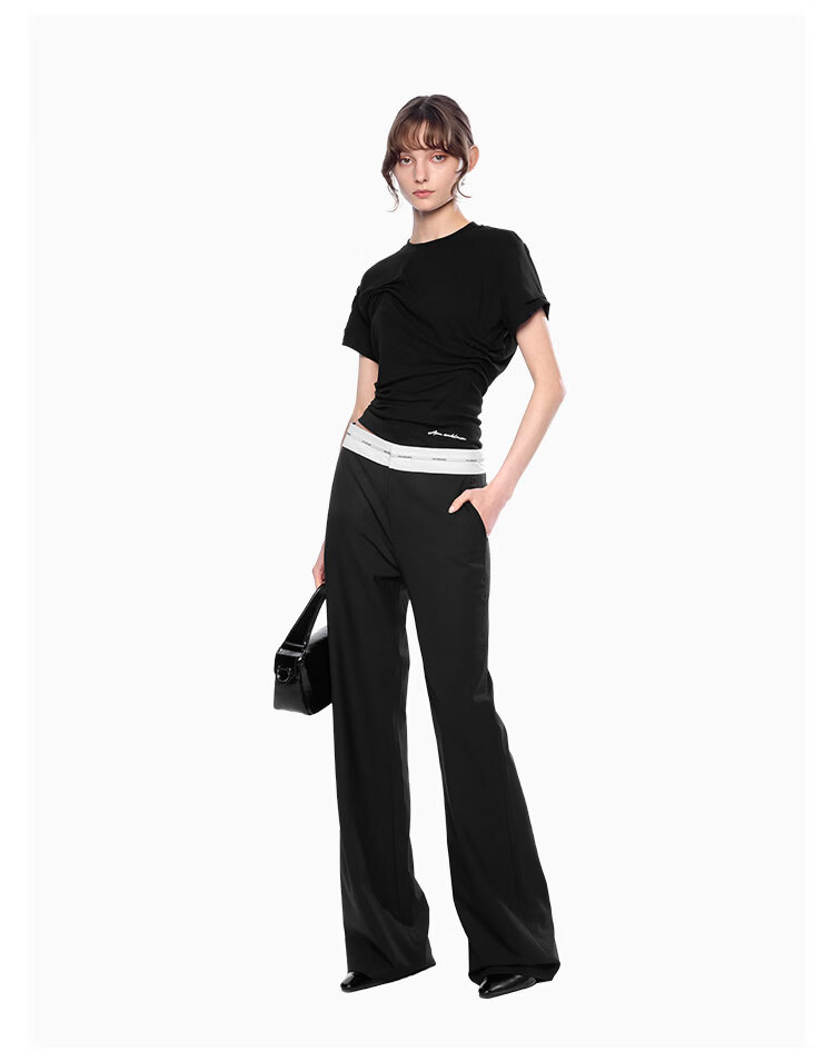 ANN ANDELMAN Official Black Casual Flared Straight-Leg Trousers High-Quality Draped Black XS 3