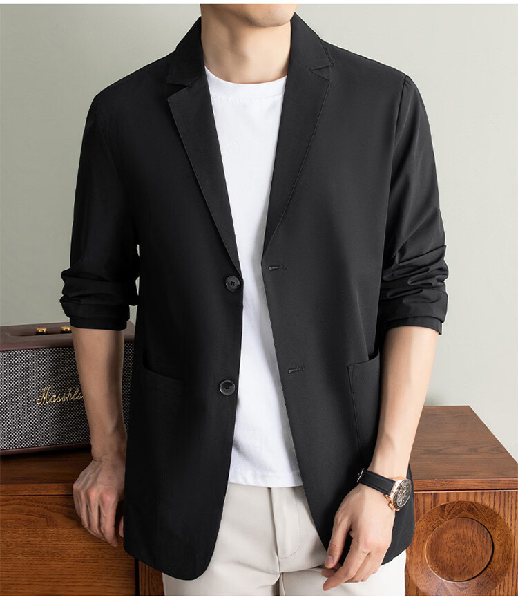 ROMON Premium Summer Lightweight Sun Protection Blazer Men Ice Silk Spring Summer Casual Slim Fit Single Jacket Ultra Thin 15