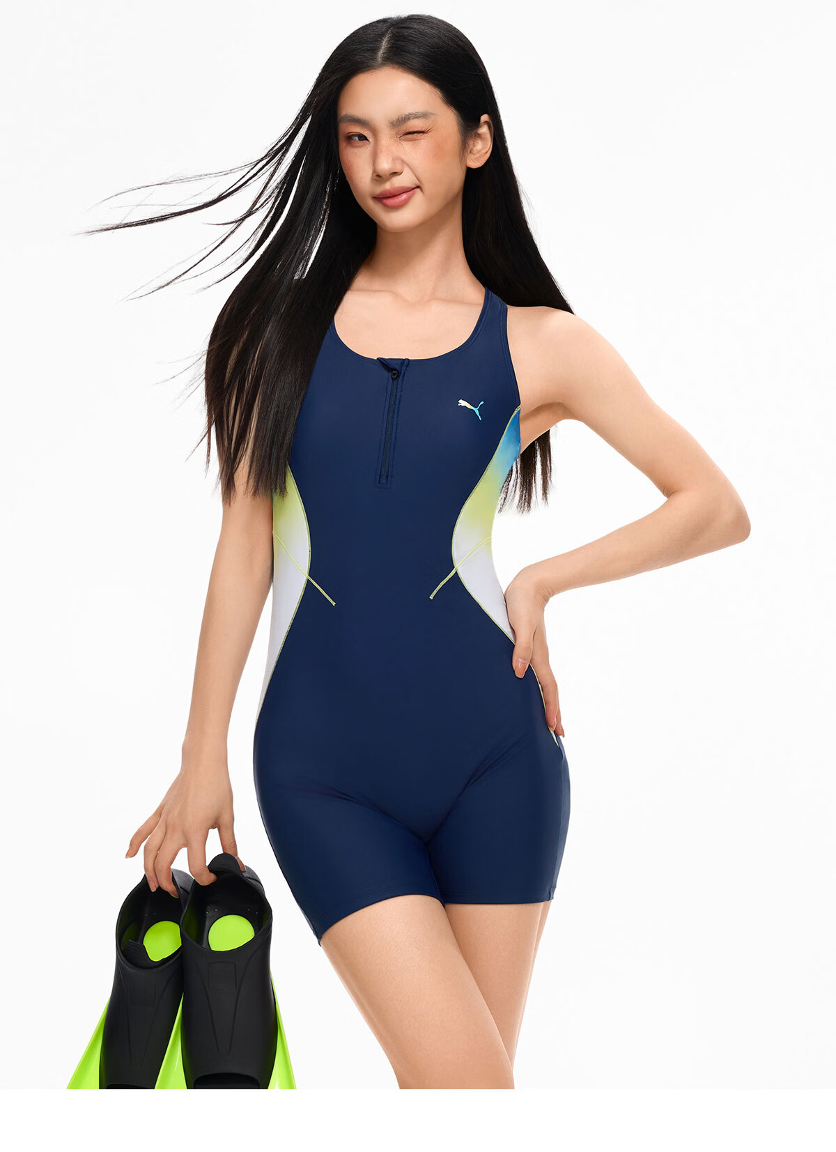 PUMA Women's One-Piece Square-Leg Chlorine-Resistant UV Protection Slim Fit Professional Swimsuit for Swimming Pool and Hot Spring 38