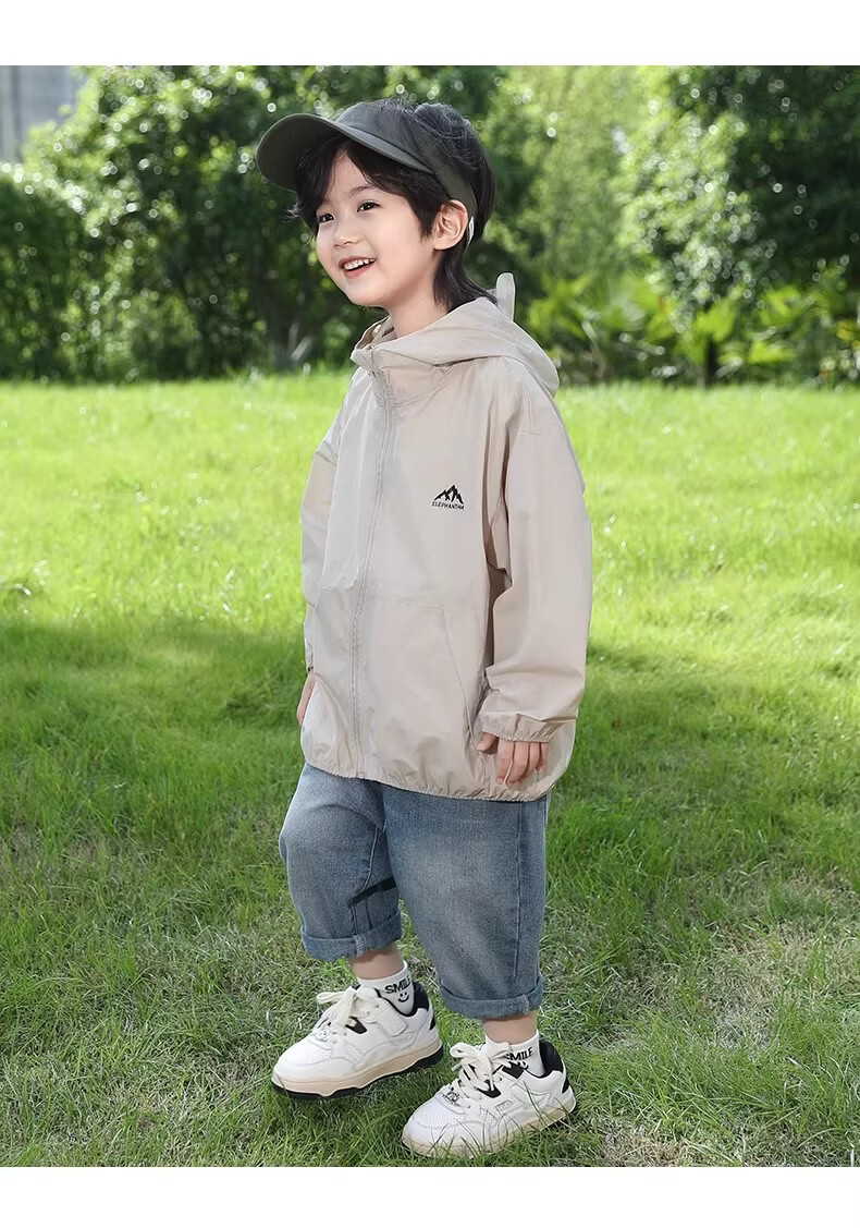 Little Elephant Hamm Boys' Summer Sun Protection Jacket Children's UV Protection Breathable Lightweight Coat 2026 Light Coffee 110 cm 17