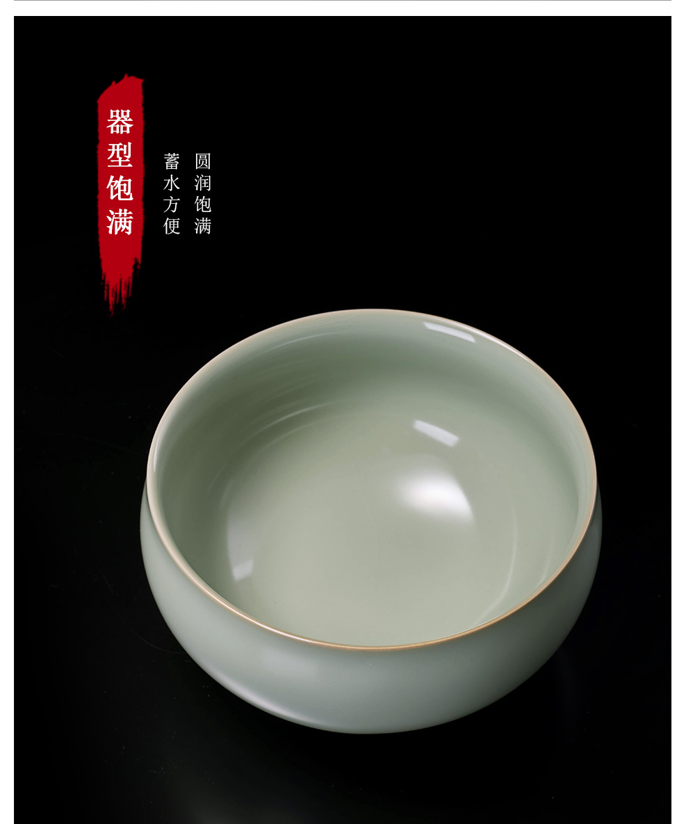 配件景德镇瓷器开片可养中式笔洗茶杯茶碗水盂陶瓷茶洗汝窑青瓷水洗