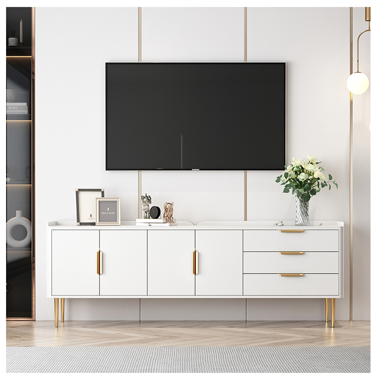 卧室床尾柜床尾柜靠墙轻奢卧室电视柜岩板加高主卧客厅床尾储物现代