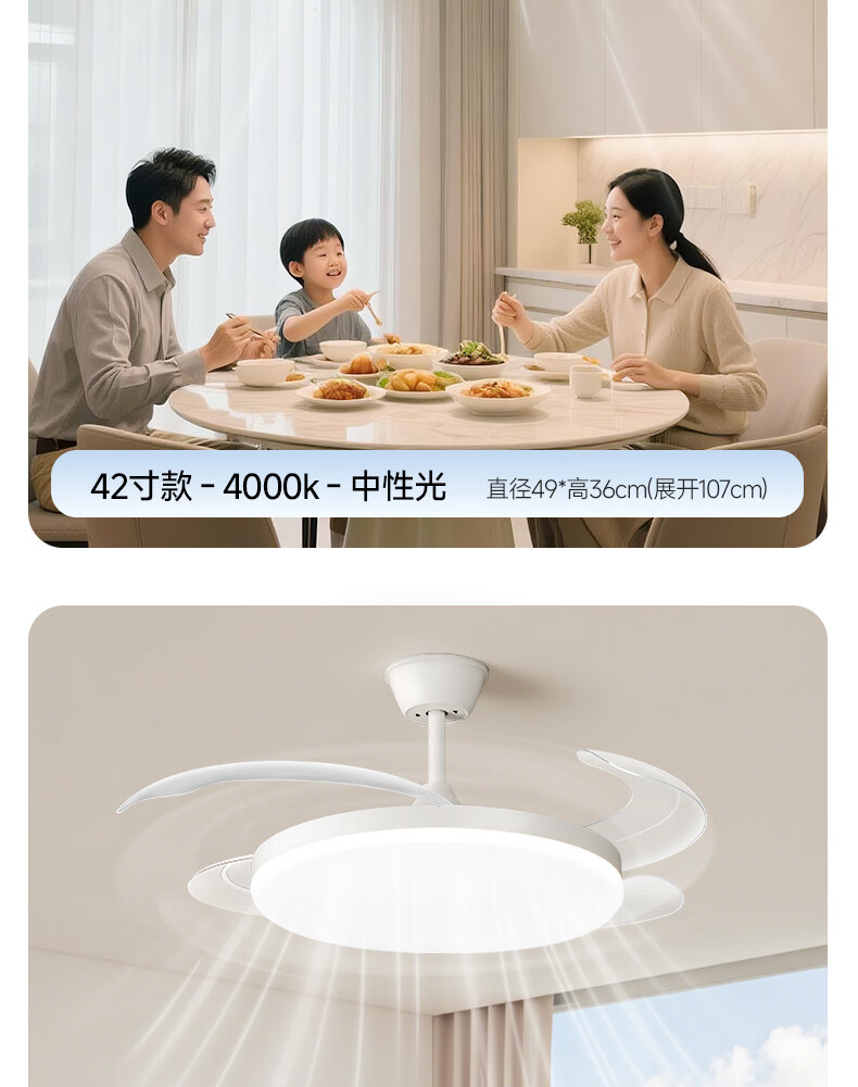 Dell Fan Light Puri Eye Protection LED Invisible Blades Dining Bedroom Remote Dimming Integrated Bladeless Ceiling Fan Light Zhongshan 8