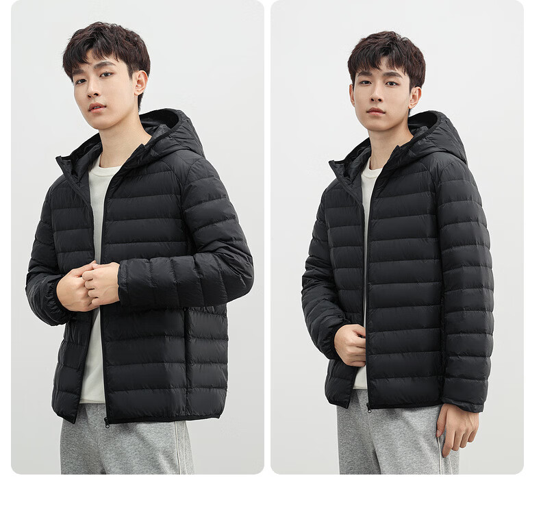 YAYA Men's Women's Unisex Lightweight Short Hooded Solid Color Down Jacket Autumn Winter Warm Outdoor 29