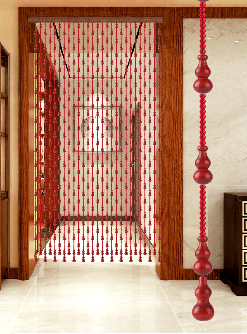 祺灵(ql)桃木葫芦门帘珠帘风水晶客厅隔断帘过道卧室玄关帘卫生间门帘