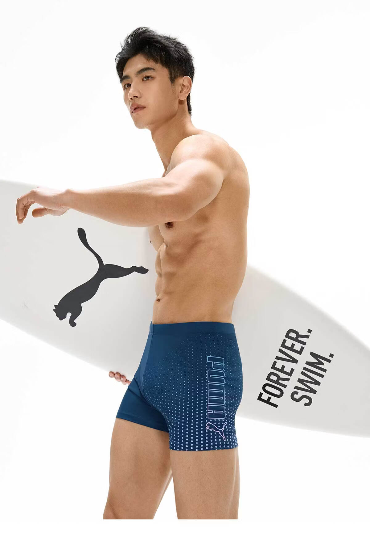 PUMA Men's Swim Trunks Anti-Embarrassment Boxer Briefs Original Yarn Sun Protection Quick-Dry Large Size Professional Hot Spring Swimwear Gear 10