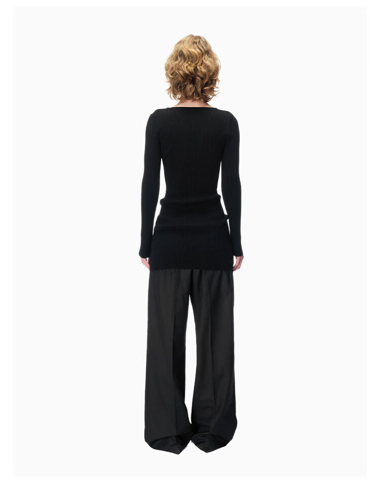 ANN ANDELMAN Official Direct Wide-Leg Casual Draped Straight High-Waist Trousers Gray M 11