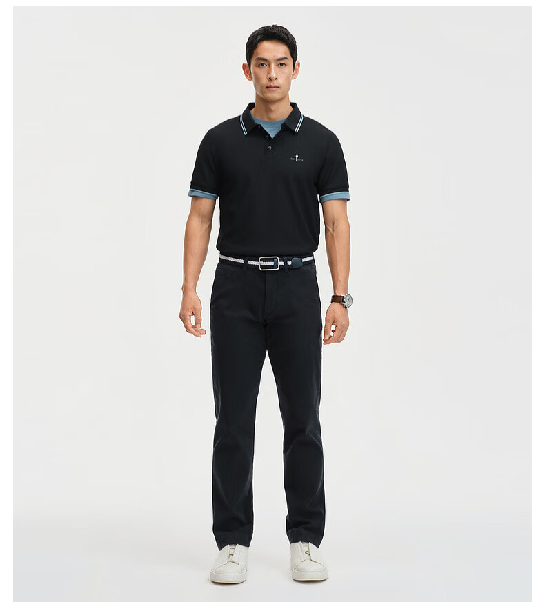 Biyinlefen Father's Day 2026 Summer New Men's Casual Color-Block Cool Stretch Polo Shirt with Contrast Collar Short Sleeve 8