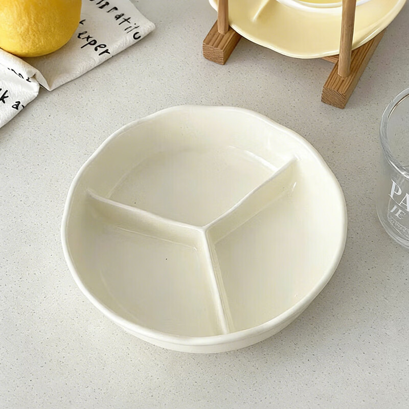 Bethers Ceramic Divided Plate Three-Compartment Large Portion Adult Meal Plate 211 Weight Loss Diet Deep Microwave Safe 14