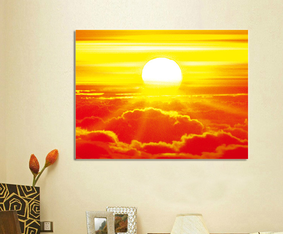 太阳日出壁画餐厅挂画风景客厅书房装饰画无框画照片风水画专属定制款