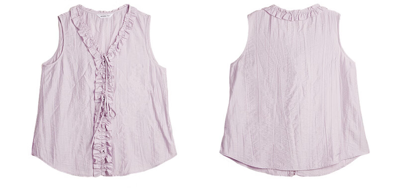 Olrain French Style Heavy Embroidered Ruffled V-Neck Sleeveless Shirt Women Summer New Loose Top Purple S 8