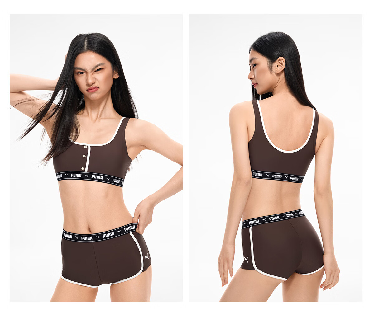 PUMA Women's Two-Piece High-Elastic Slimming Split Swimsuit Vacation Casual Professional Swimwear 34
