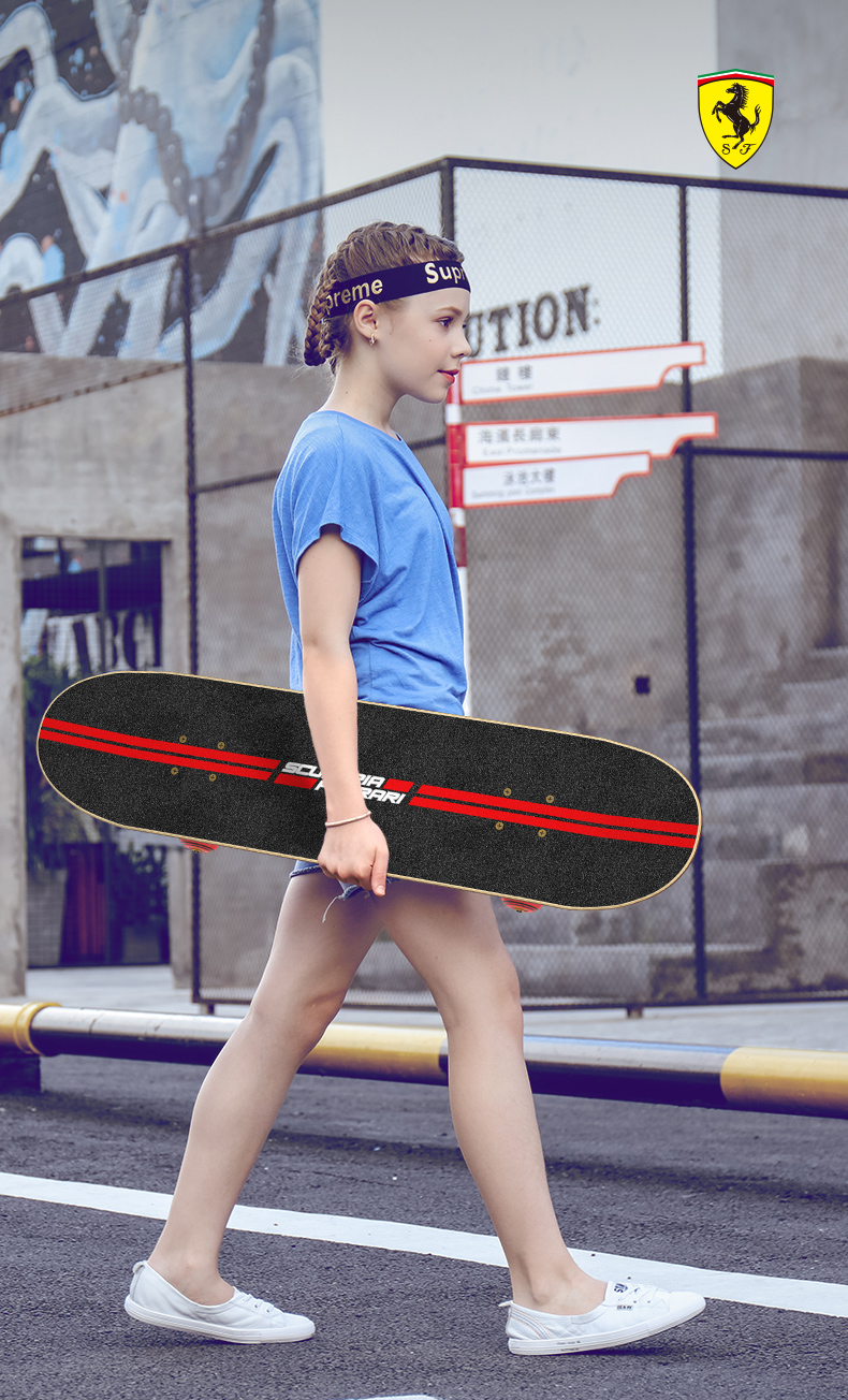 滑板初学者 法拉利滑板初学者成人男孩6一12岁8以上大童10儿童四轮