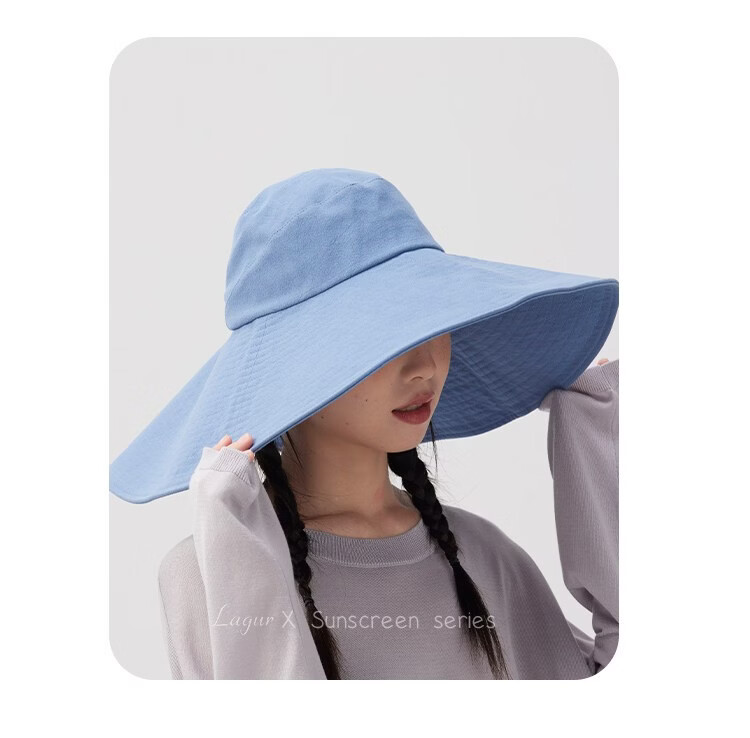 Lagur Black Warrior | 15cm Extra Large Brim Cotton Sun Hat for Women Summer Outdoor Fisherman Hat Men Off-White 16
