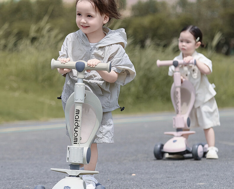 Maidomi Kids Scooter 1-3-6-12 Years Old Baby 2-in-1 Multifunctional Foldable Gravity Steering Music Flashing Wheels 2