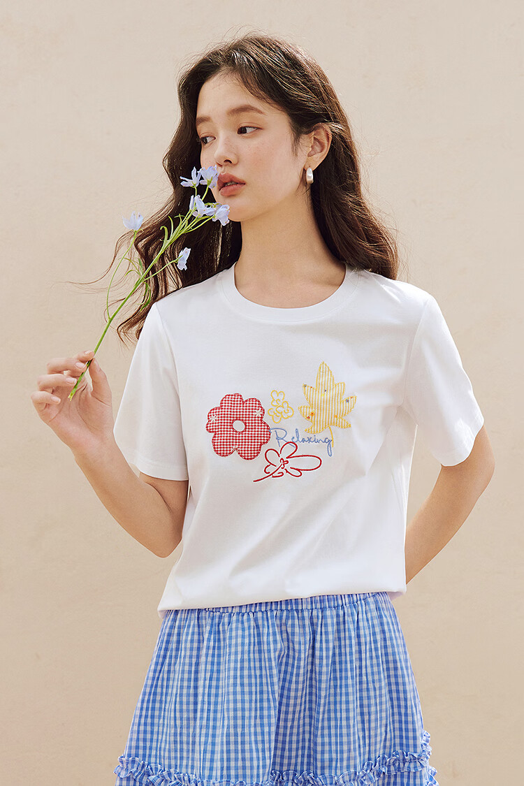 INMAN Fresh Cool Letter Print Short Sleeve T-Shirt 2026 Summer New Loose Drop Shoulder Half Sleeve Top for Women 25