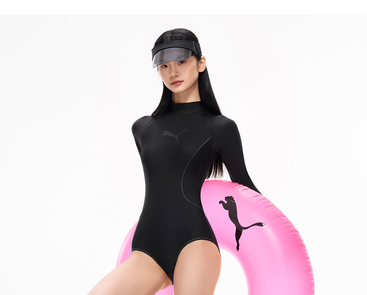 PUMA Women's One-Piece Swimsuit High Neck UV Protection Antibacterial Slim Fit Professional Swimwear for Spa and Swimming Pool 17