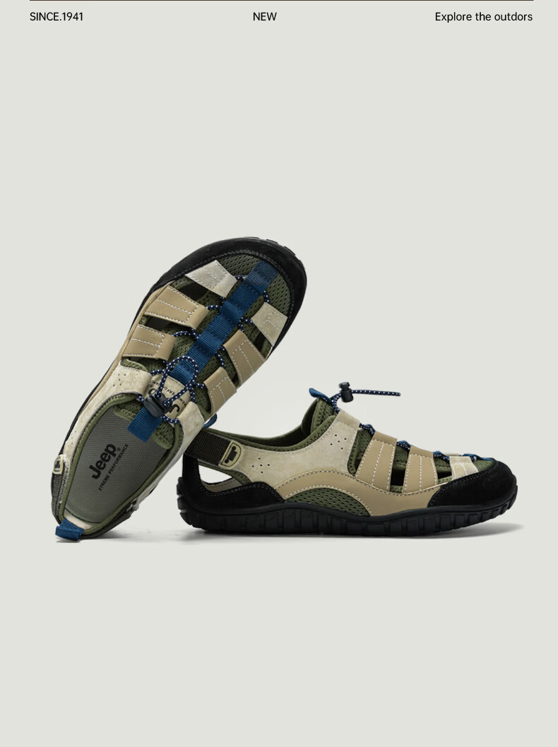 JEEP Women's Roman Sandals 2026 New Lightweight Breathable Creek Shoes Outdoor Open-Toe Sports Sandals Green Size 38 19