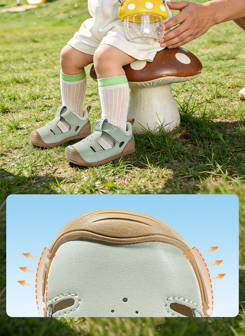 Ginoble Children's Pre-Walking Shoes 2026 Summer Breathable Sandals 0-1 Years Unisex GB2561 Light Green 4