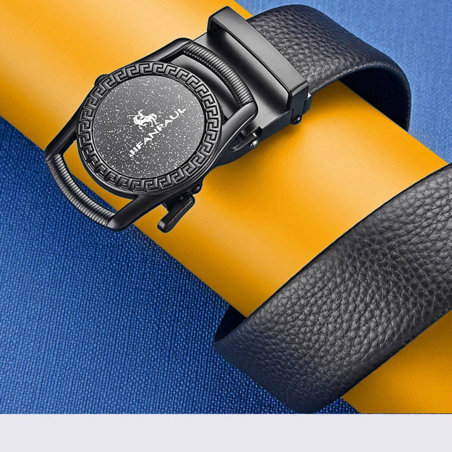 JIFANPAUL Men's Automatic Buckle Leather Belt Fashion Waistband Gift for Boyfriend and Dad Birthday New Trendy Style 7
