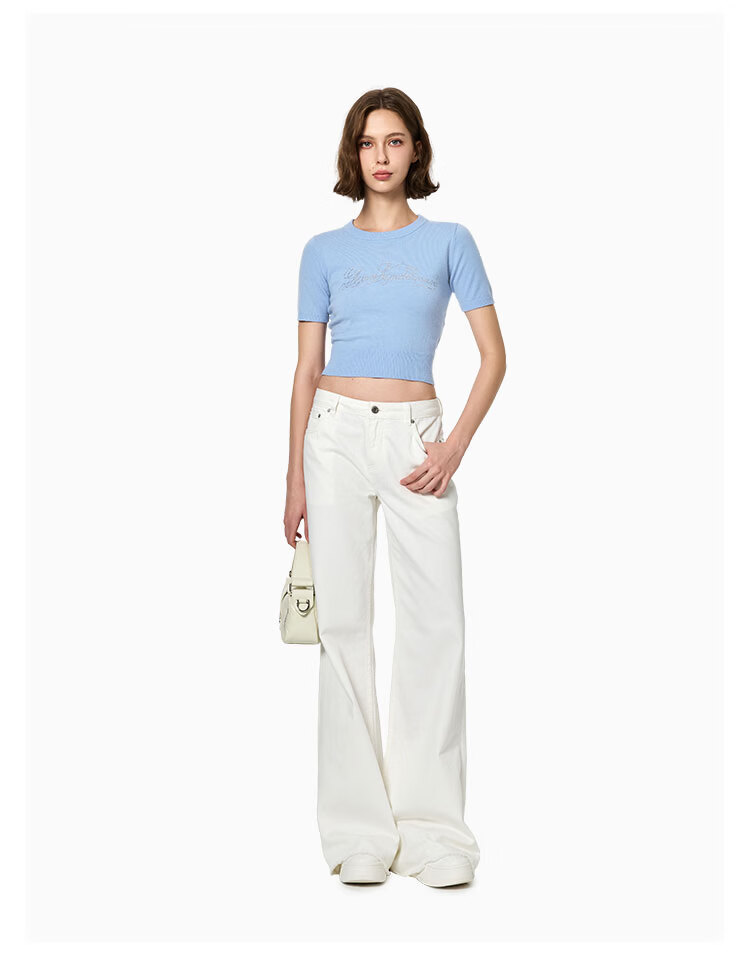 ANN ANDELMAN Urban Nomad Basic White Denim Cotton Raw Hem Straight Wide Leg Pants White S 4