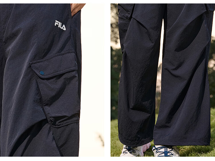 FILA Official Women's Woven Long Pants 2026 Summer New Loose Fit Sun Protection Cooling Cargo Pants 9