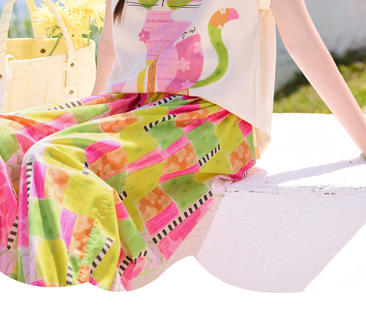 CHANZUIGOU Girls Dopamine Set 2026 Summer New Stylish Kids Short Sleeve Pants Antibacterial Cooling Two-Piece Set 24