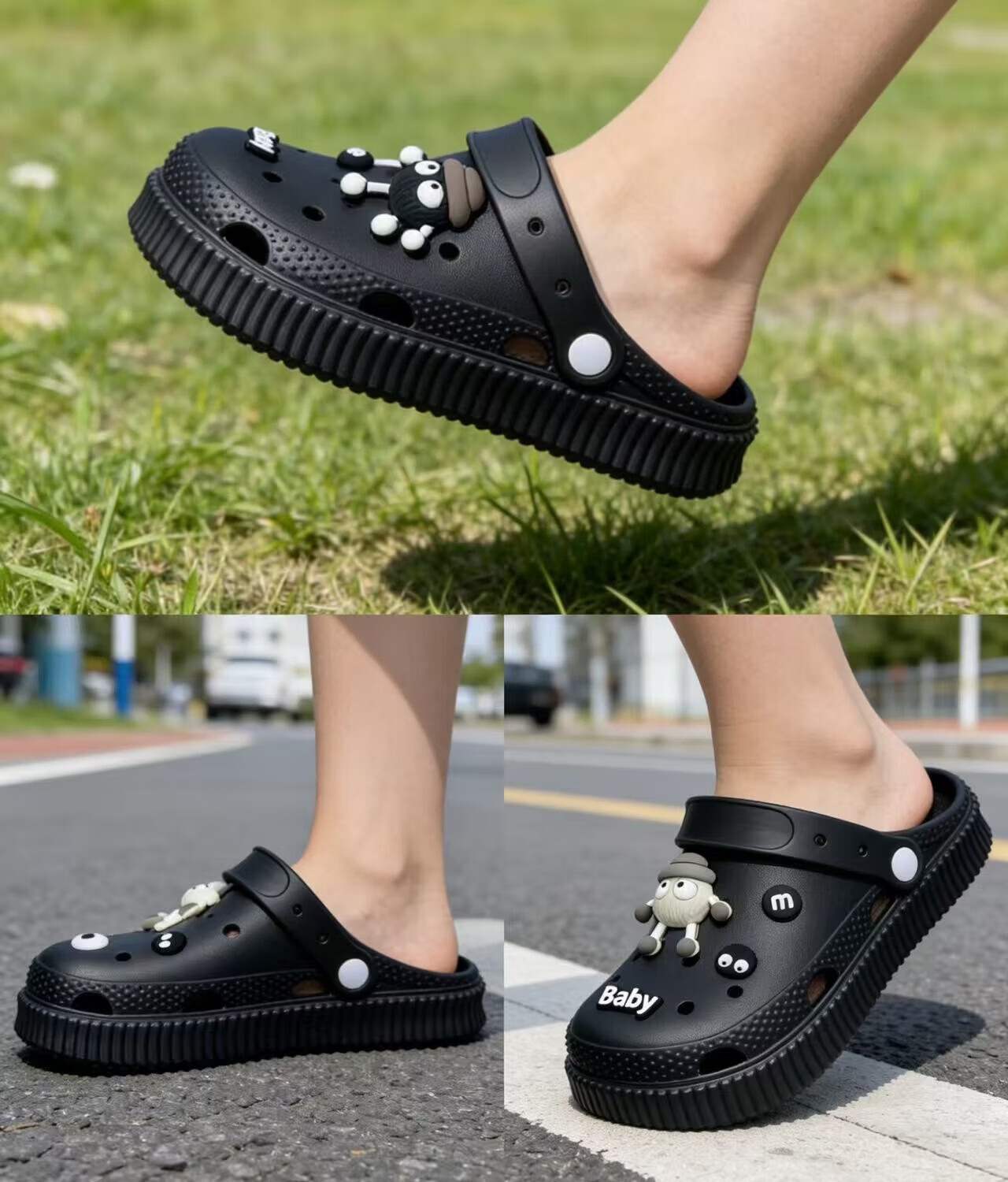 ABFE Couples Summer Clog Sandals Unisex Closed-Toe Slippers Non-Slip DIY Odor-Resistant Outdoor Beach Sandals White Size 42-43 4