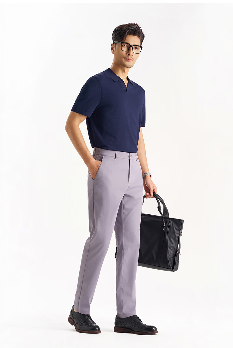 Shirt Lao Luo [Seagull Collar] Men's Short Sleeve Breathable Knit Polo Shirt 265R0P949S Navy Blue 19