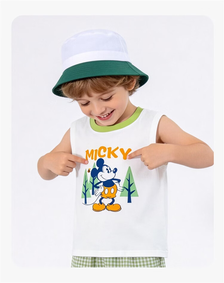 Disney Boys Cartoon Casual Vest and Anti-Mosquito Pants Two-Piece Set Summer New Style Green 130 13
