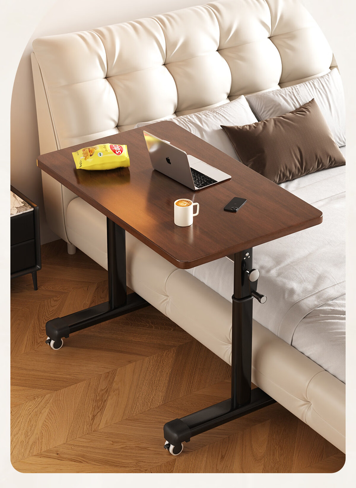 Musangfu Adjustable Height Desk Mobile Computer Desk Bedside Table Home Student Simple Writing Desk Workstation Bedroom Office Desk 4