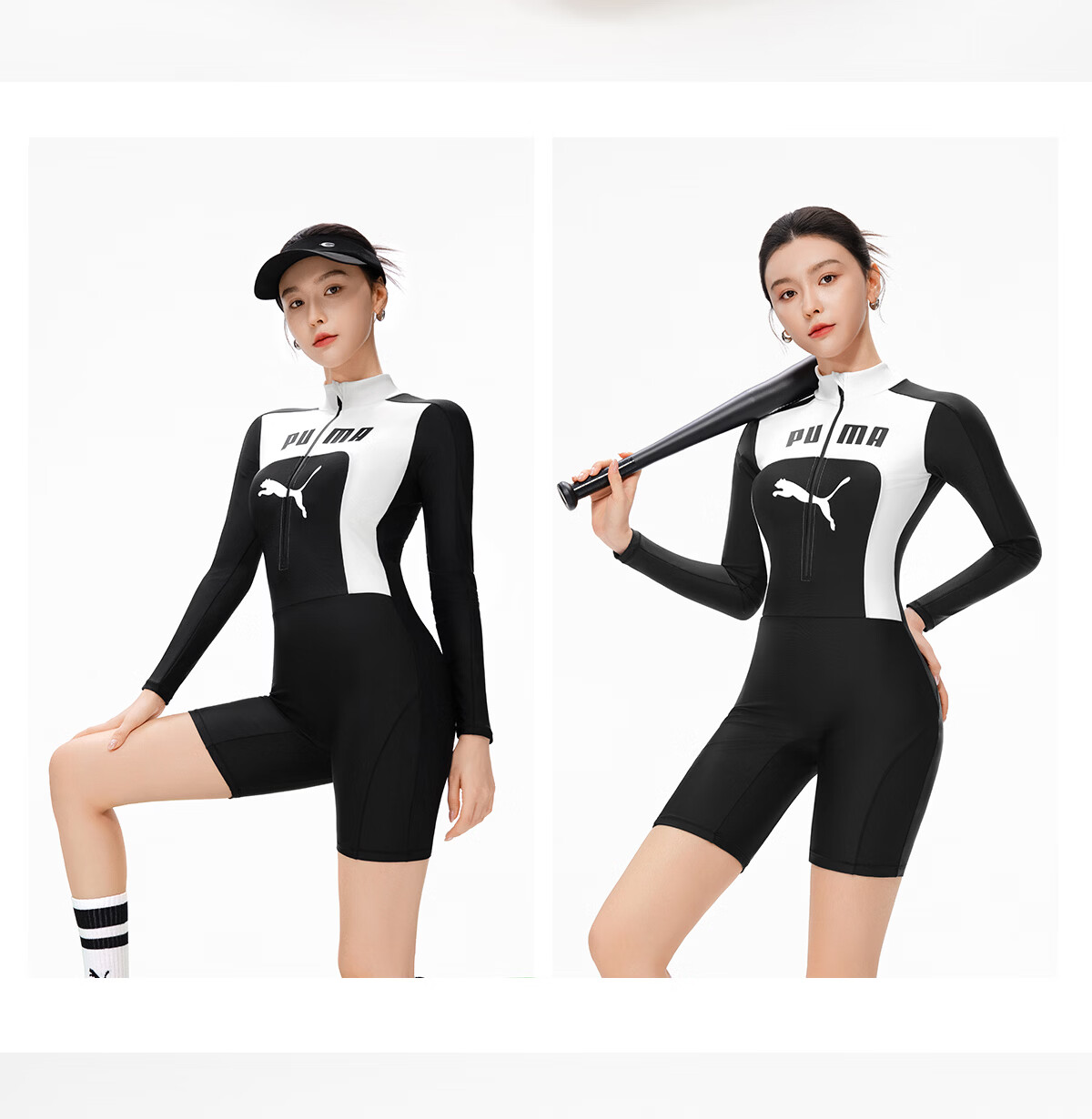 PUMA Women's Long Sleeve One-Piece Swimsuit UV Protection High Neck Antibacterial Slim Fit Swimming Pool Spa Use 12
