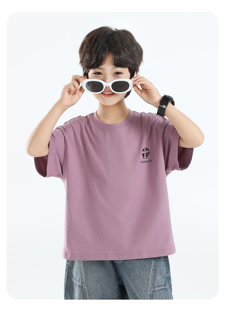Little Elephant Ham Boys' Short Sleeve T-Shirt Summer 2026 New Cotton Pink 160 cm 21