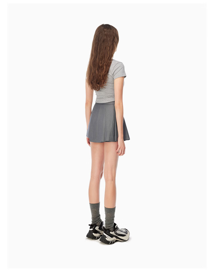 ANN ANDELMAN Irregular Pleated Blazer Skirt Pleated A-Line Mini Skirt Gray XS (Zhao Jinmai Style) 12