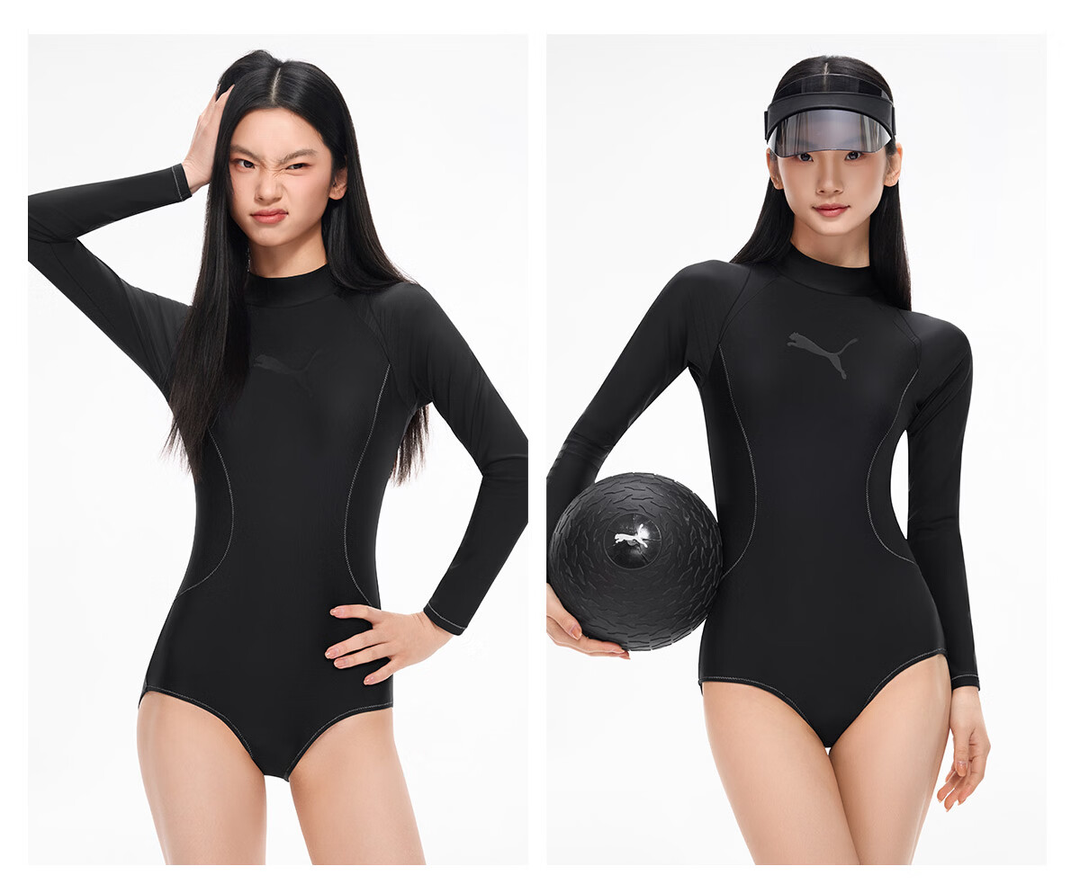 PUMA Women's One-Piece Swimsuit High Neck UV Protection Antibacterial Slim Fit Professional Swimwear for Spa and Swimming Pool 22