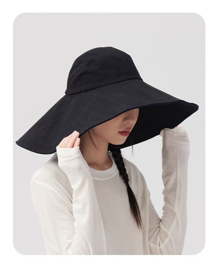 Lagur Black Warrior | 15cm Extra Large Brim Cotton Sun Hat for Women Summer Outdoor Fisherman Hat Men Off-White 15