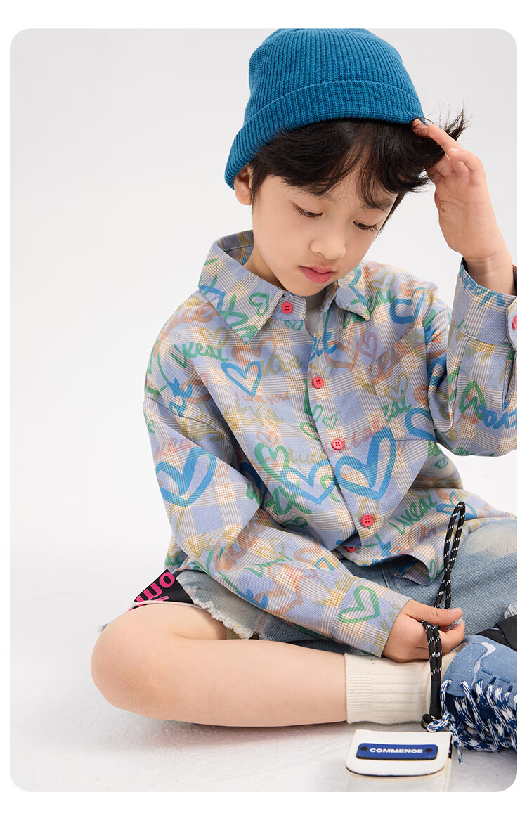 Paitown Boys' Shirt Big Kids Children's Top 2026 New Spring Plaid Long Sleeve Casual Stylish Kidswear 13