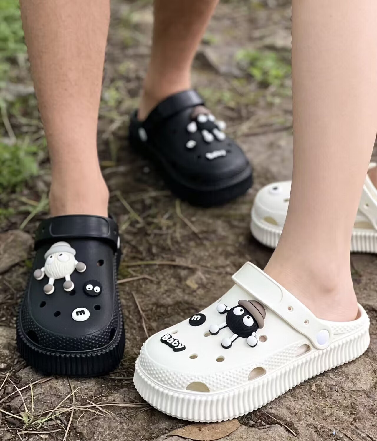 ABFE Couples Summer Clog Sandals Unisex Closed-Toe Slippers Non-Slip DIY Odor-Resistant Outdoor Beach Sandals White Size 42-43 5
