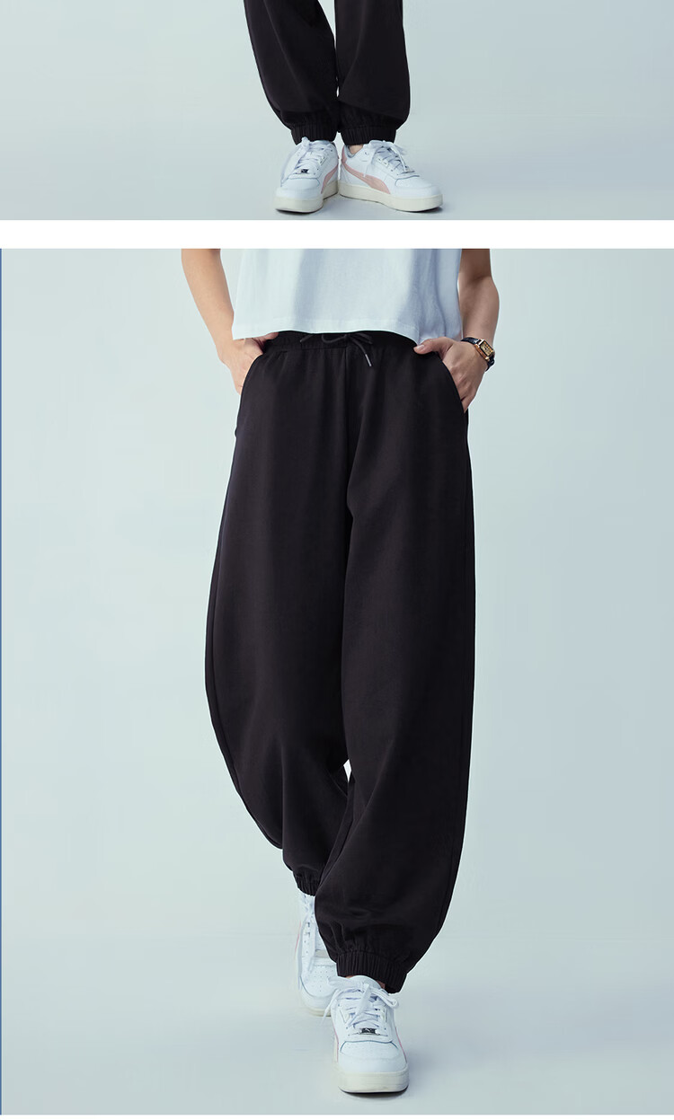 Giordano Women's Pants 2026 Spring Pure Cotton Loose Drawstring Elastic Waist Jogger Sweatpants 05416455 14