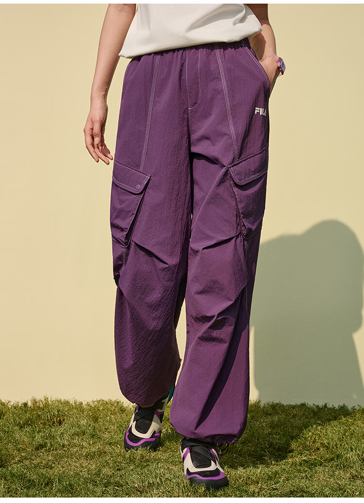 FILA Official Women's Woven Long Pants 2026 Summer New Loose Fit Sun Protection Cooling Cargo Pants 12