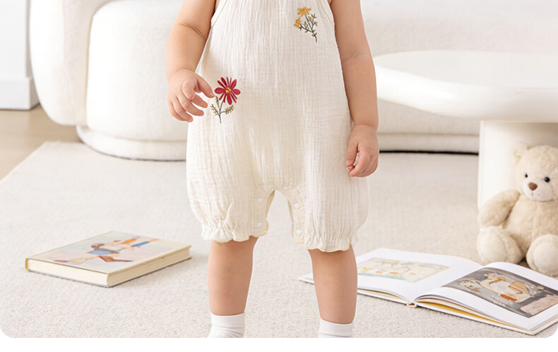 Tonglian Chuxin [Yunxi Yarn] Baby Summer Lightweight Cotton Gauze Sleeveless Romper for Girls Newborn Clothing 6