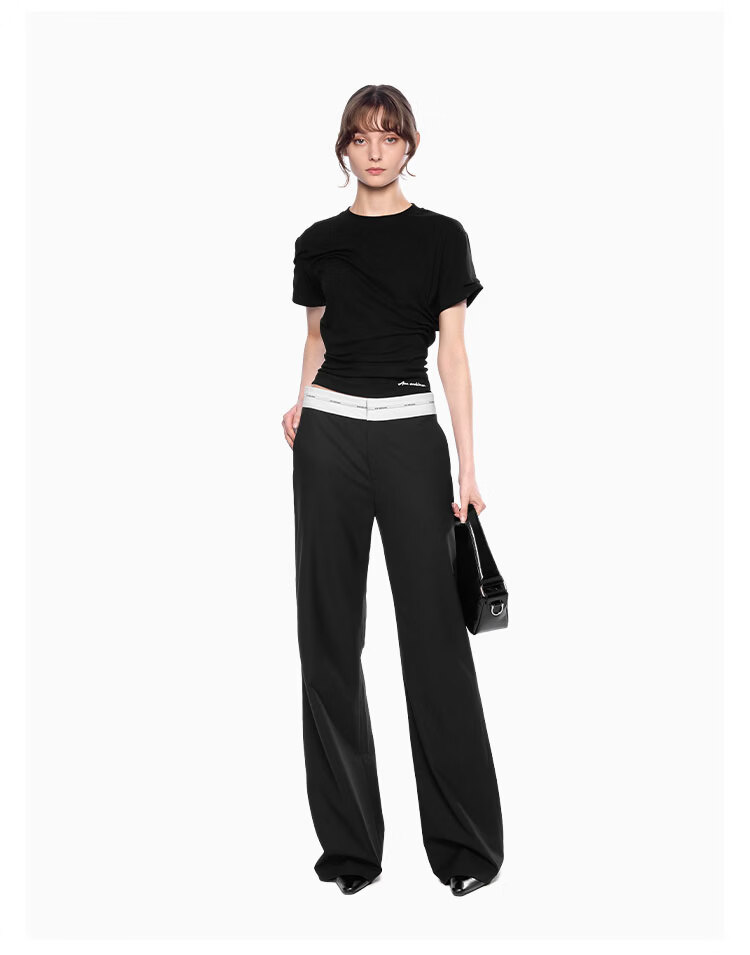 ANN ANDELMAN Official Black Casual Flared Straight-Leg Trousers High-Quality Draped Black XS 6