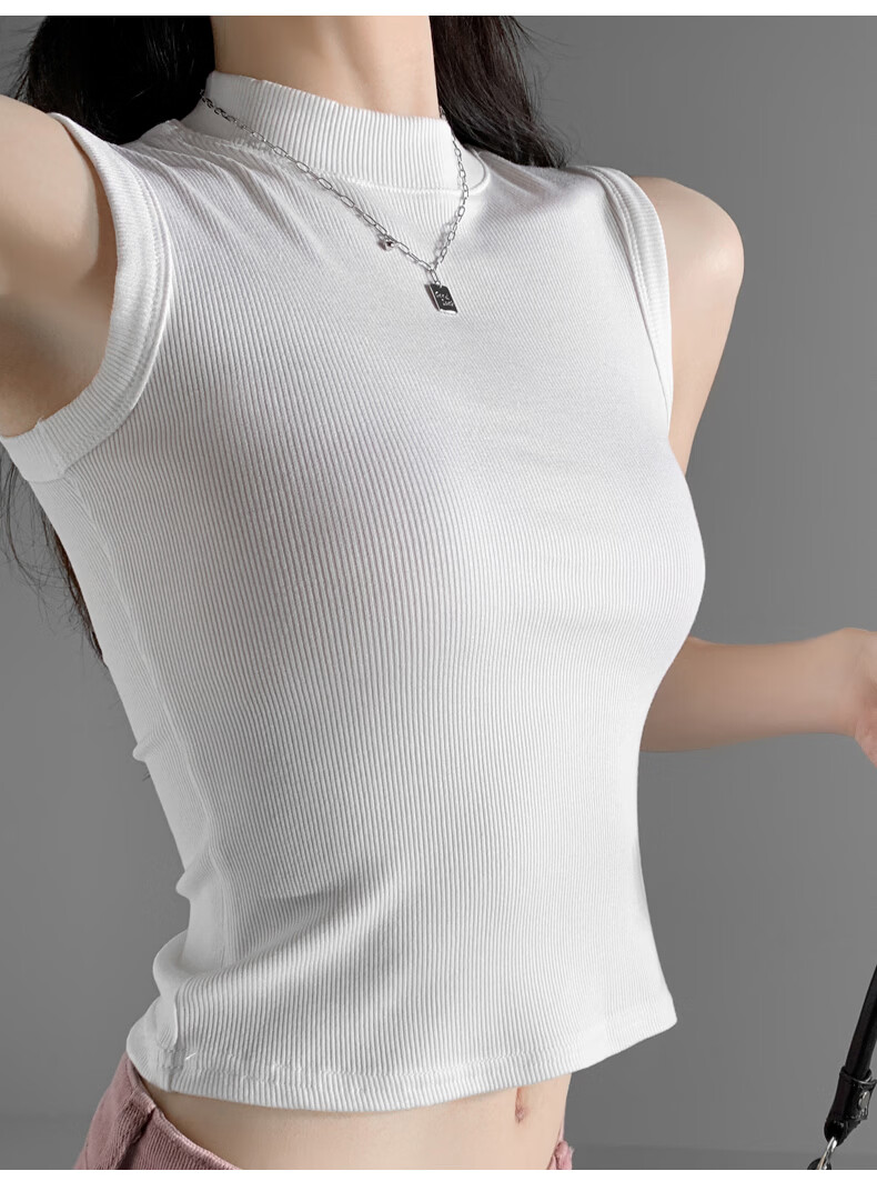 Langsha Women's Sleeveless Vest Tank Top Spring Summer New Slim Fit Side Coverage Outerwear Inner Layer High-End Base Shirt 16