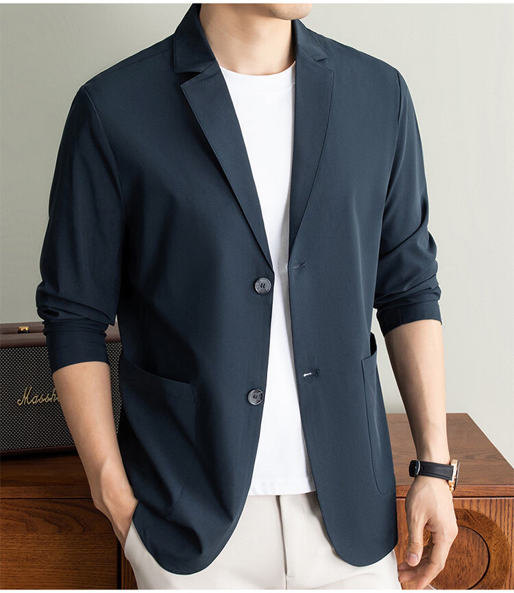 ROMON Premium Summer Lightweight Sun Protection Blazer Men Ice Silk Spring Summer Casual Slim Fit Single Jacket Ultra Thin 20
