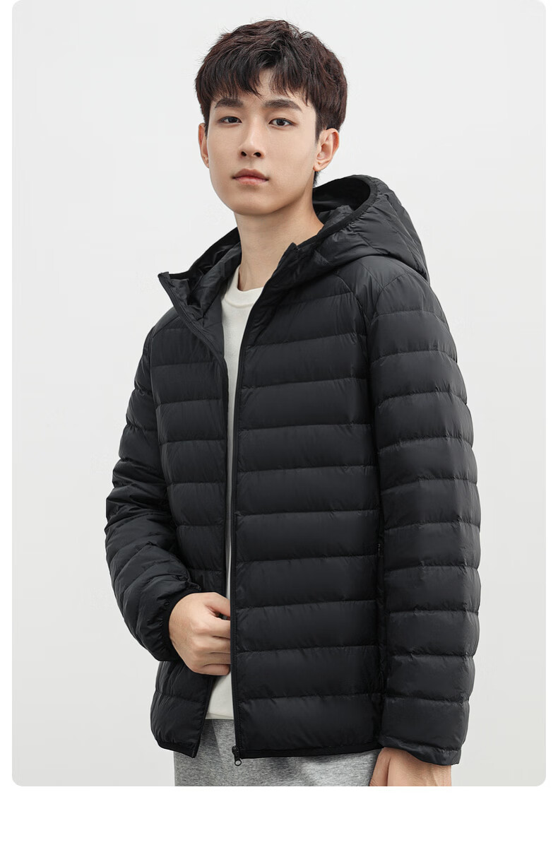 YAYA Men's Women's Unisex Lightweight Short Hooded Solid Color Down Jacket Autumn Winter Warm Outdoor 28