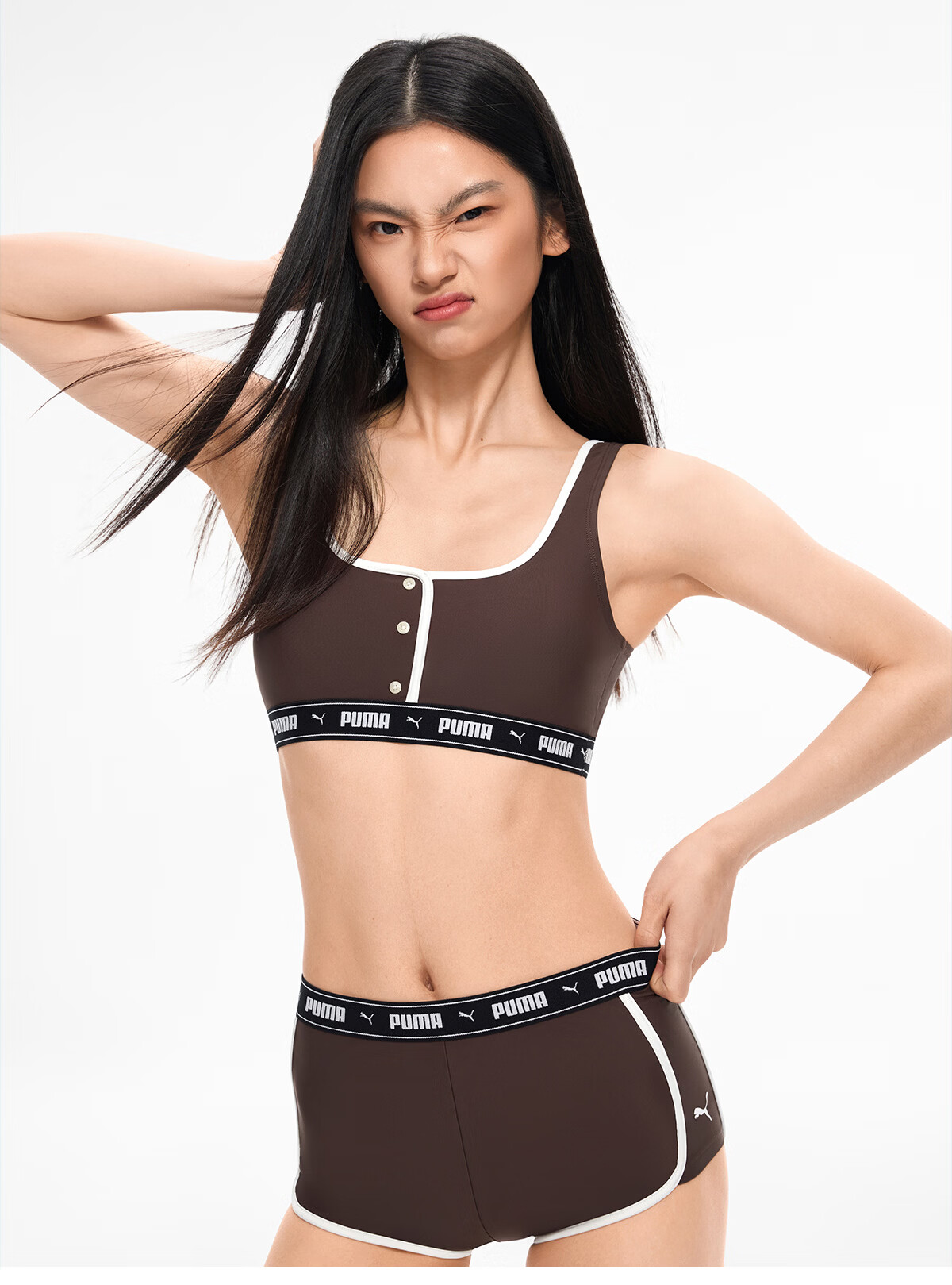 PUMA Women's Two-Piece High-Elastic Slimming Split Swimsuit Vacation Casual Professional Swimwear 31