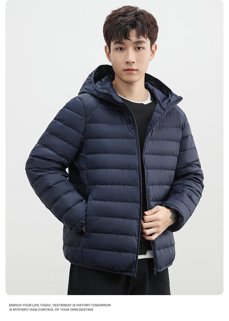 YAYA Men's Women's Unisex Lightweight Short Hooded Solid Color Down Jacket Autumn Winter Warm Outdoor 26