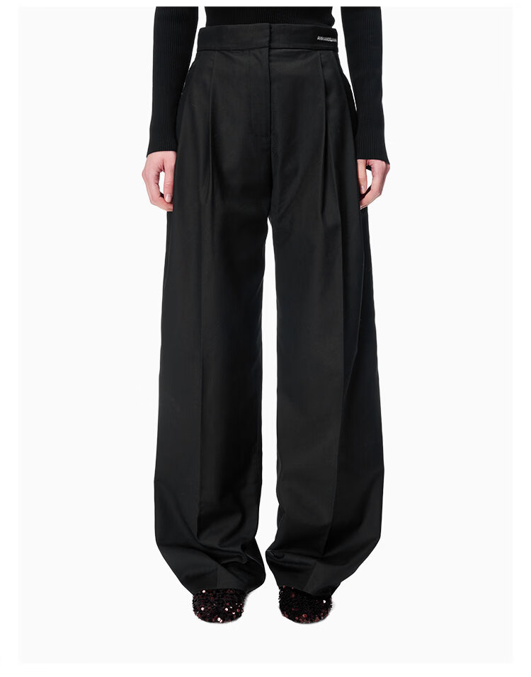 ANN ANDELMAN Official Direct Wide-Leg Casual Draped Straight High-Waist Trousers Gray M 13
